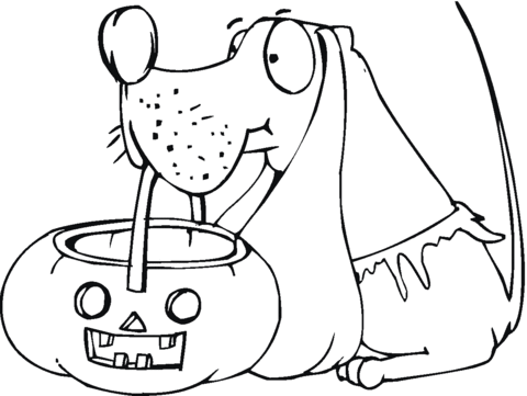Kolorowanka piesek wybiera się na Halloween